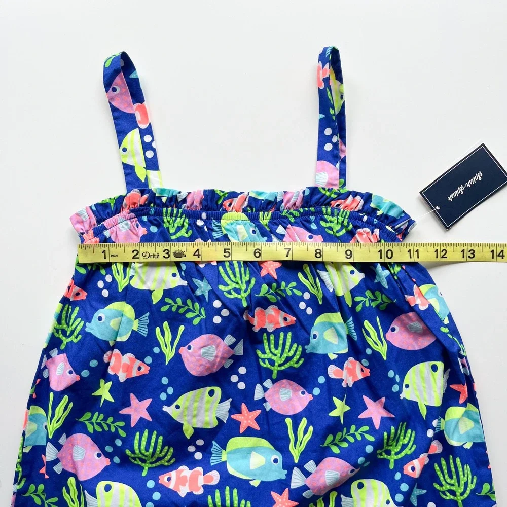 NEW Gymboree Splish Splash Fish Ruffle Dress Girls 12 Blue Pink